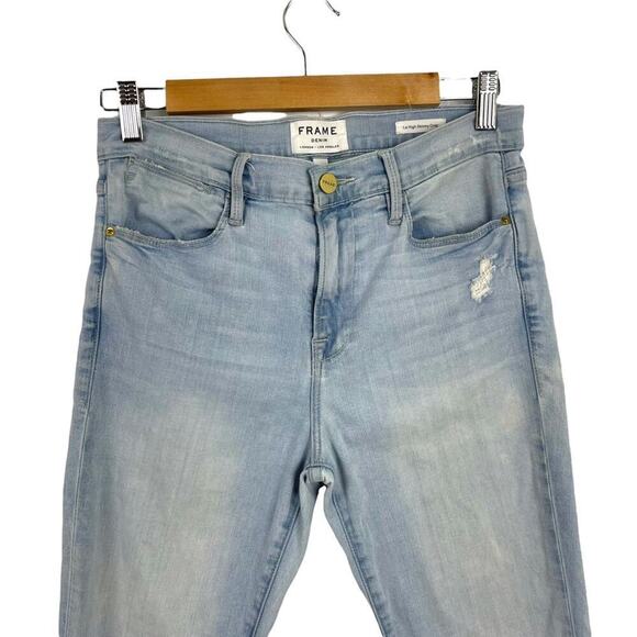 FRAME Le High Skinny Crop Stretch Light Wash Denim Jeans in Hepburn Road SZ 28 - Picture 2 of 12